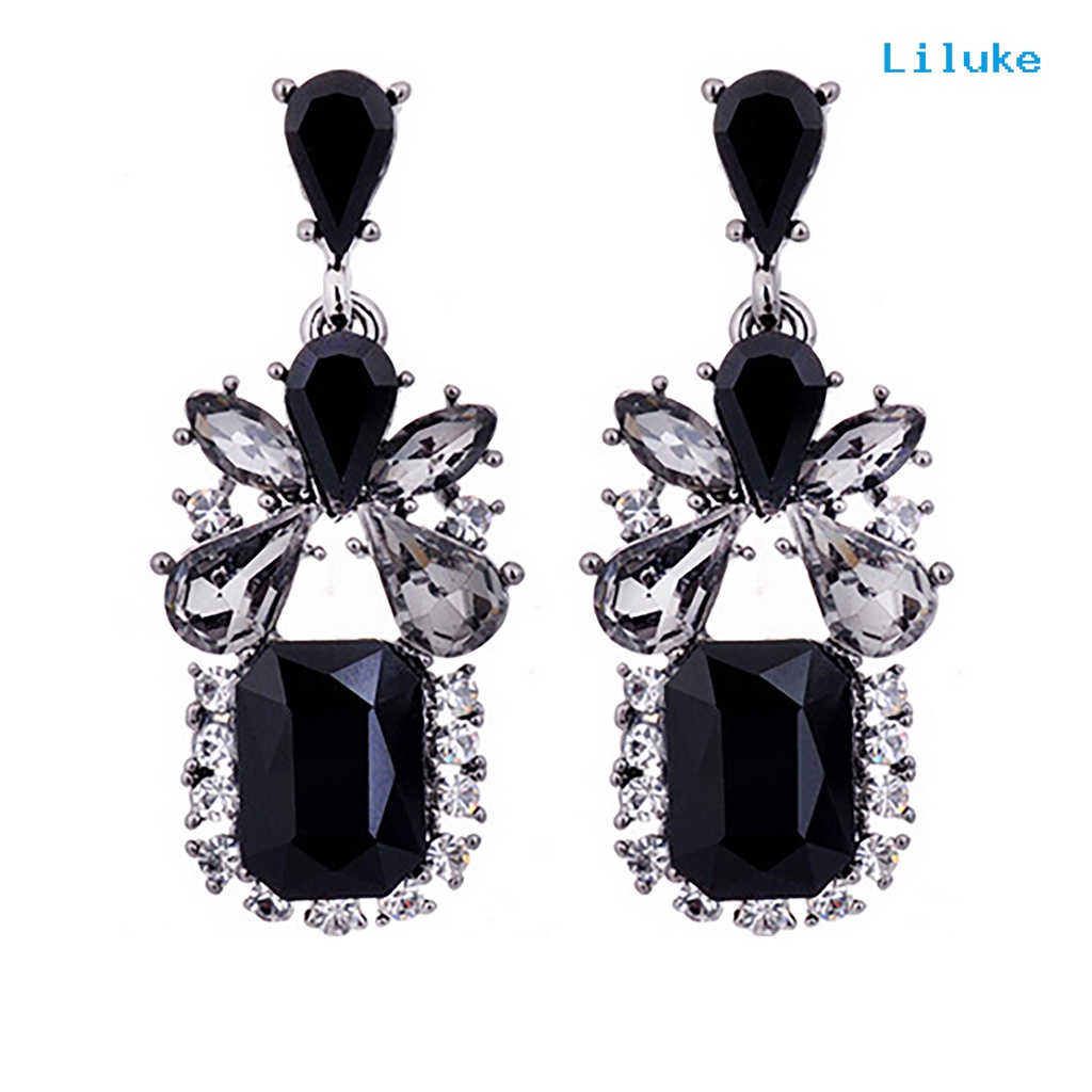 Đôi Khuyên Tai HìNh Vuông ĐíNh Zircon NhiềU MàU Đen ThờI Trang Cho Nữ