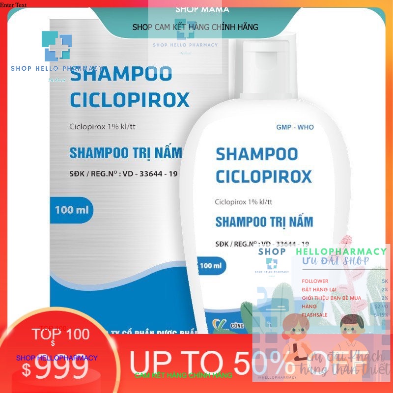 DẦU GỘI CICLOPIROX 1% 100ml SẠCH NẤM GÀU