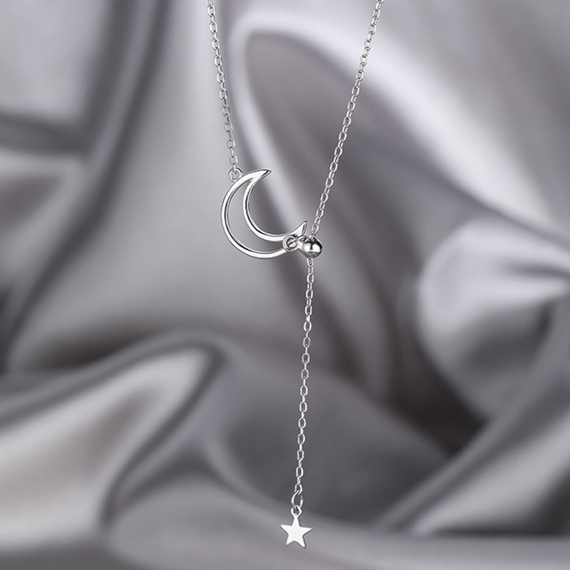 Vòng cổ Bạc 925 Mặt Hình Mặt Trăng Ngôi Sao Lấp Lánh Thời Trang Cho Nữ