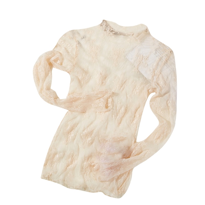 Áo Ren Lưới Cổ Lọ Dài Tay Thời Trang Xuân Hè Gợi Cảm Cho Nữ