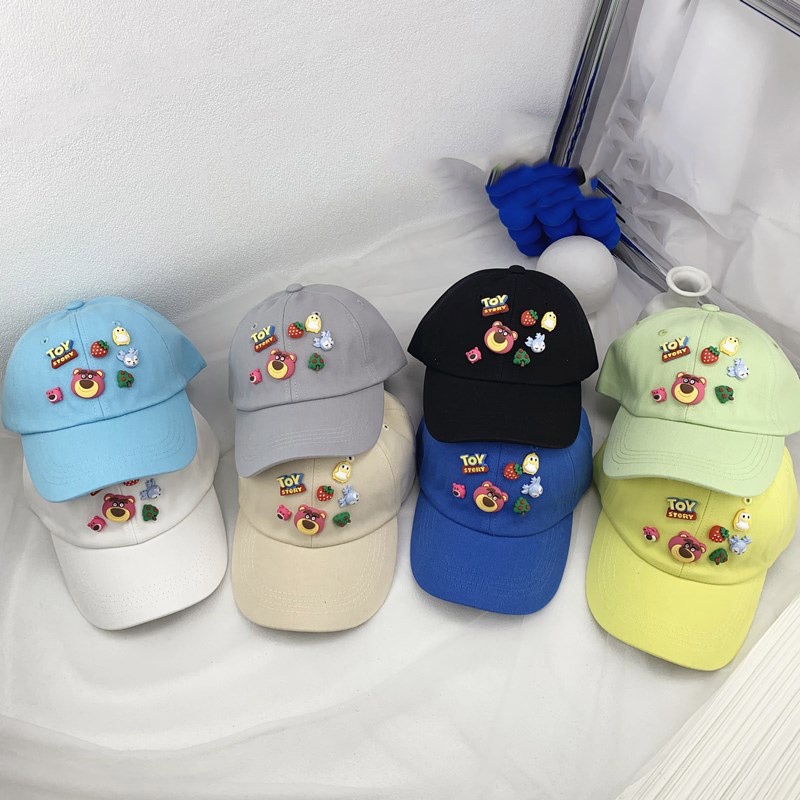 Mũ bóng chày MICHLEY màu kẹo họa tiết gấu dâu ba chiều phong cách Hàn Quốc thời trang xuân hè dành cho trẻ em