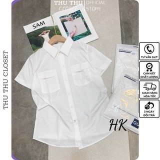 Áo sơ mi trắng cộc tay 2 túi hộp siêu đẹp. Size S M L