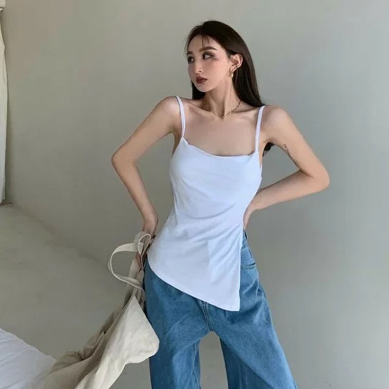 Áo Không Tay Thiết Kế Không Đồng Đều Phong Cách Âu Mỹ Thời Trang Mùa Hè Mới Cho Nữ