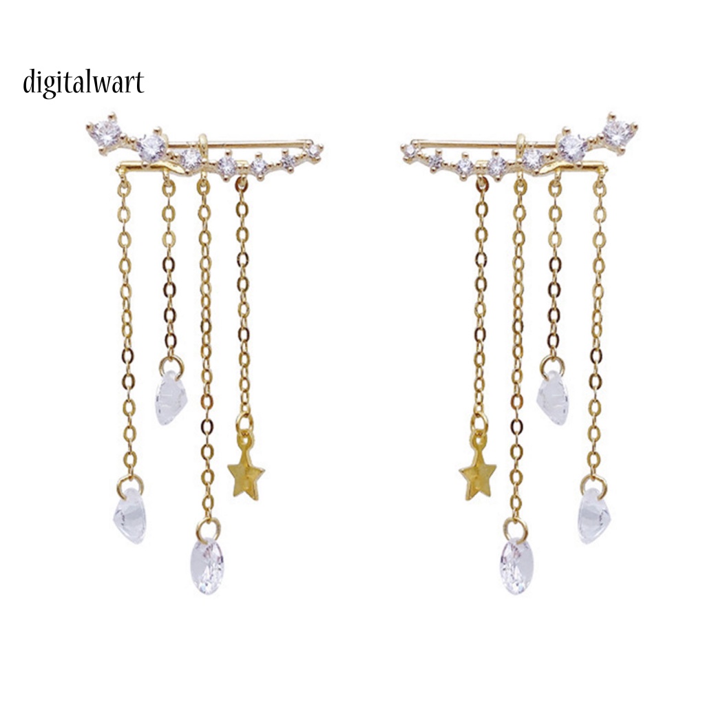 Kỹ Thuật Số| 1 Đôi Bông Tai Dáng Dài Đính Đá Lấp Lánh Thời Trang Cao Cấp Cho Nữ