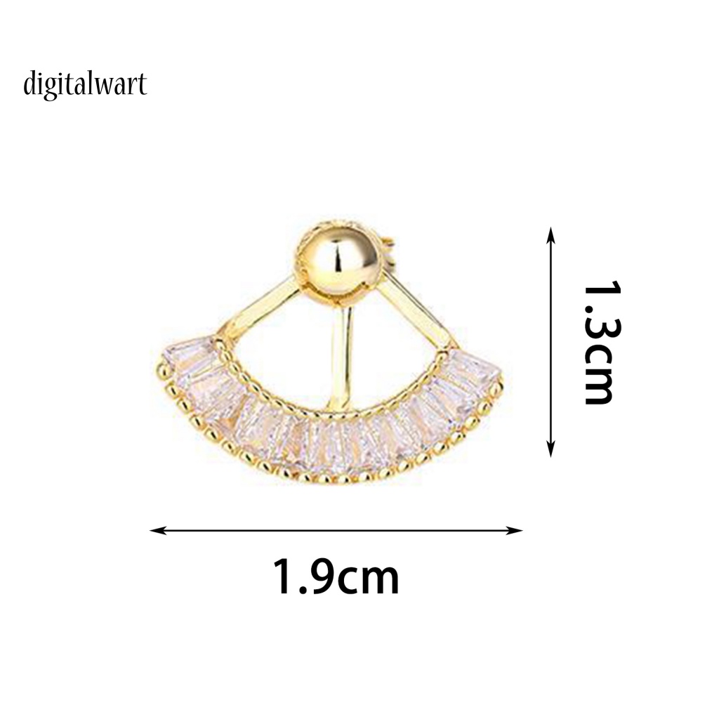 Kỹ Thuật Số| 1 Cặp Bông Tai Hình Quạt Tròn Đính Đá Thời Trang Dành Cho Nữ