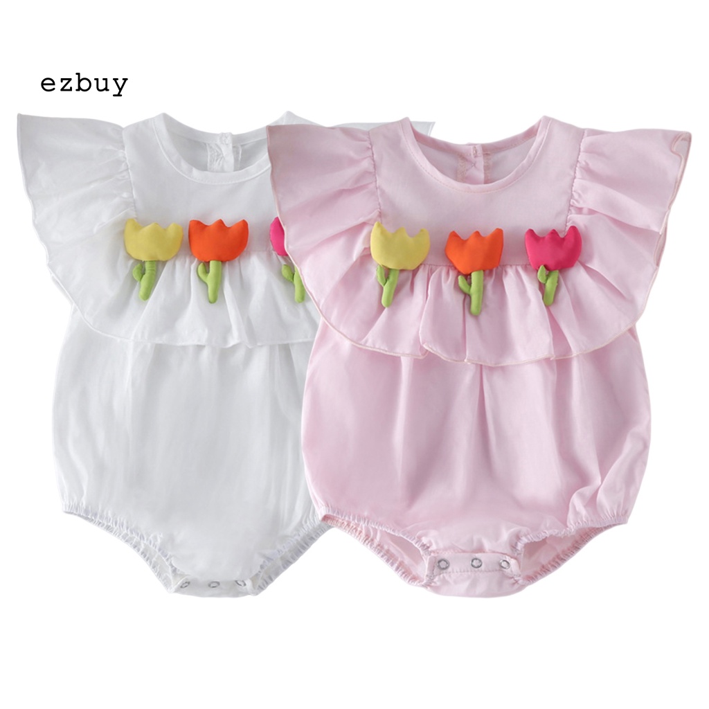 [EY] Áo Liền Quần Bằng Cotton Siêu Mềm Thân Thiện Với Da Không Có Xơ Vải Trang Trí Trong Nhà Mùa Hè Cho Trẻ Sơ Sinh