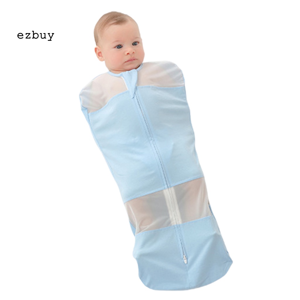 [EY] Chăn Quấn Em Bé Chất Liệu Cotton Có Dây Kéo Kép Màu Trơn Parisarc