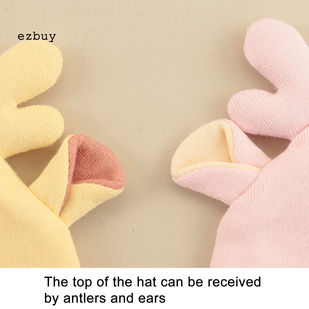 Mũ Trùm Đầu Bằng Vải Cotton Thoải Mái Thiết Kế Tai Hươu Đáng Yêu Dành Cho Bé 0-4 Tháng Tuổi