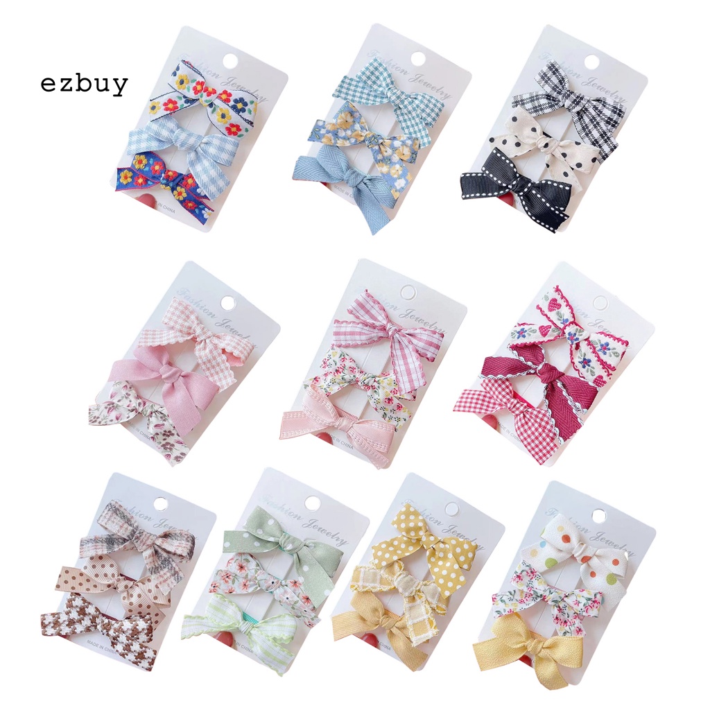 Kẹp Tóc Nơ In Hoa Dễ Thương Thoáng Khí Cho Bé Gái