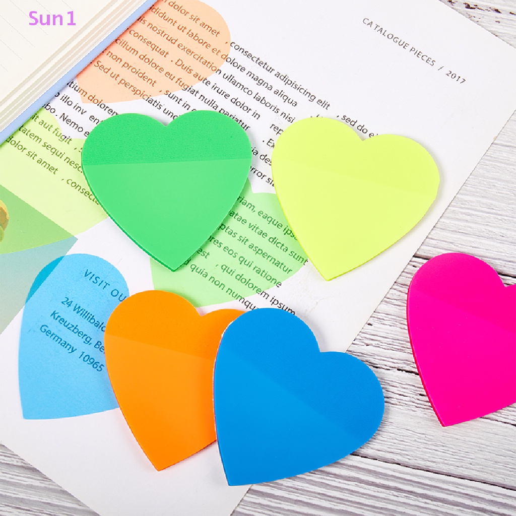 Sun1 > Giấy Ghi Chú Chống Thấm Nước Trong Suốt Họa Tiết Trái Tim Nhiều Màu Sắc Dành Cho Học Sinh / Văn Phòng