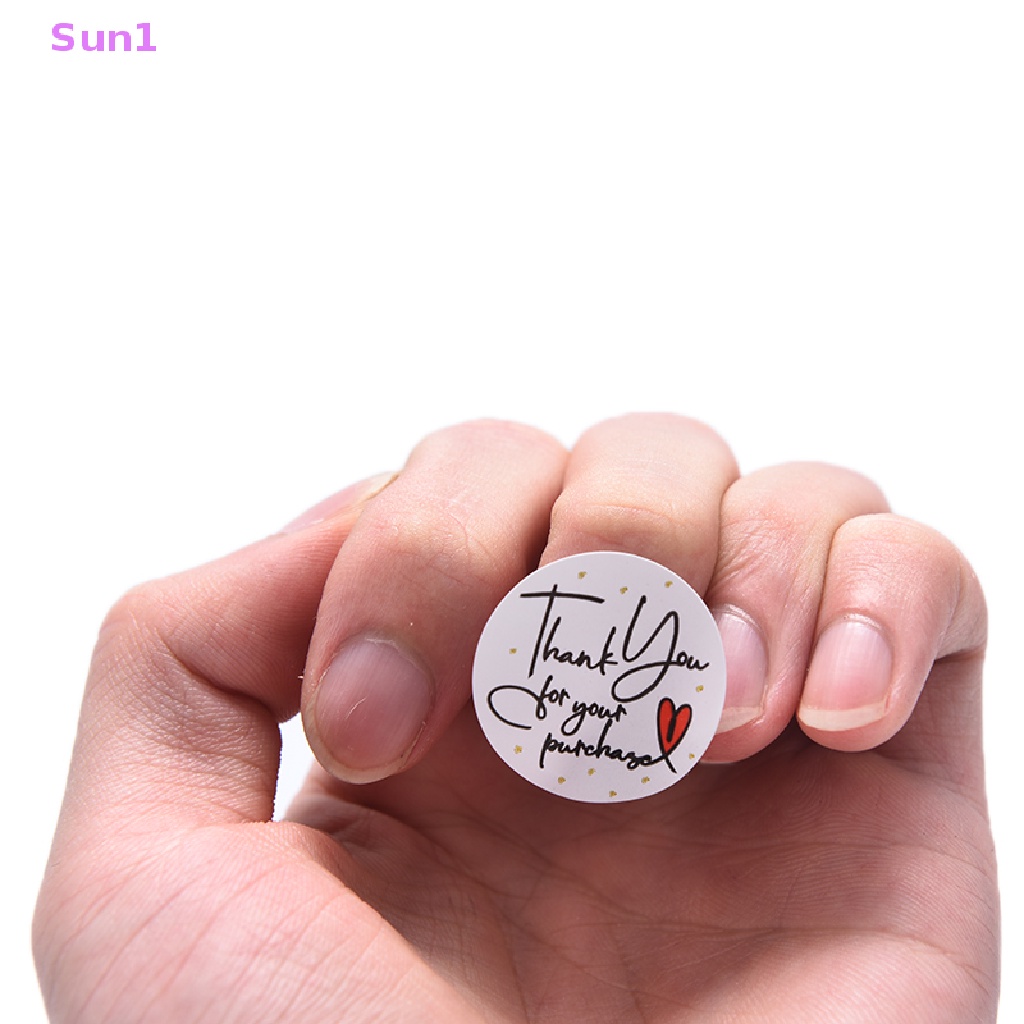 Sun1 > 500 Miếng Dán Hình Tròn / Trái Tim In Chữ Thank You Trang Trí Đa Ứng Dụng