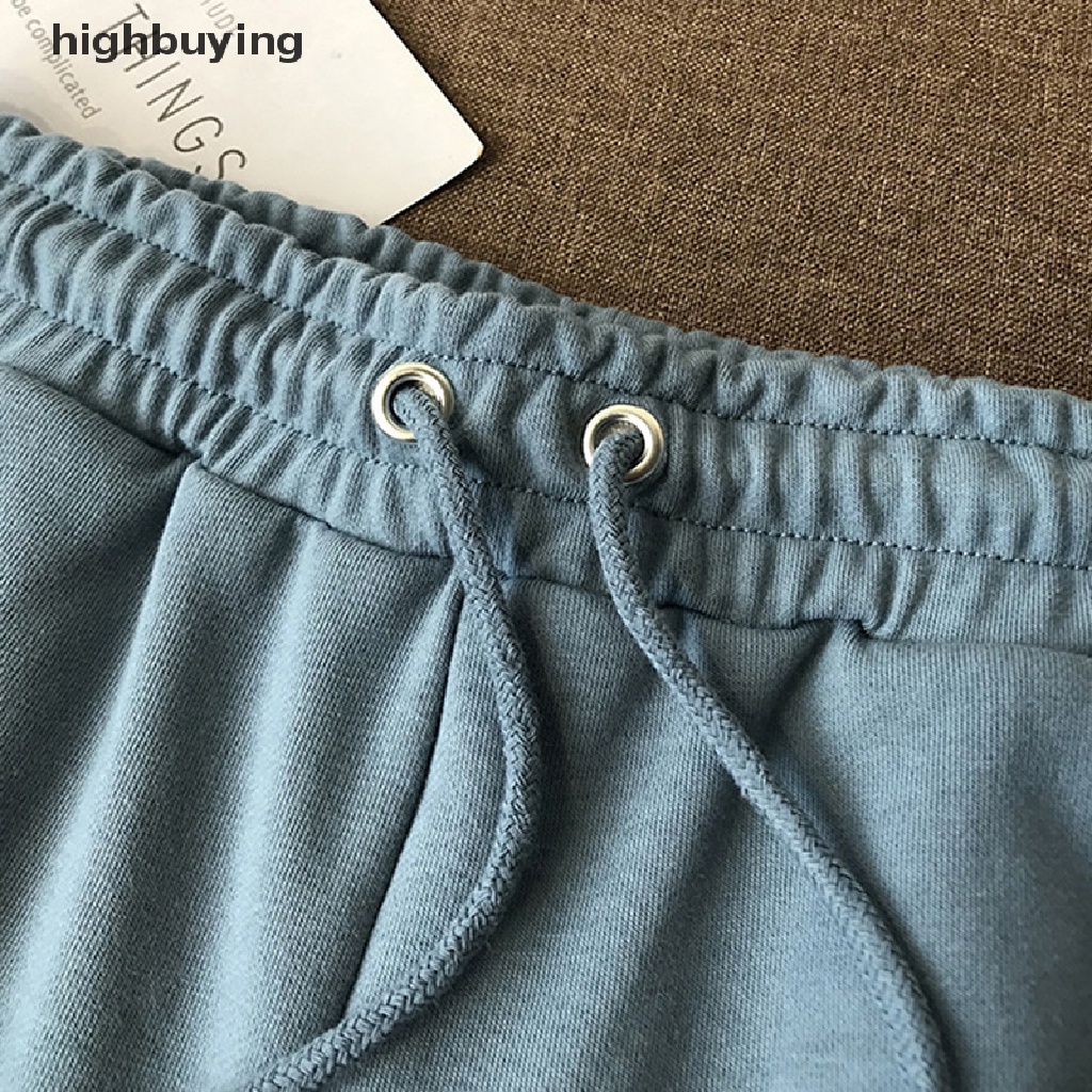 Quần Short Thể Thao Lưng Cao Dáng Rộng Co Giãn Màu Trơn Thời Trang Mùa Hè Dành Cho Nữ y2k