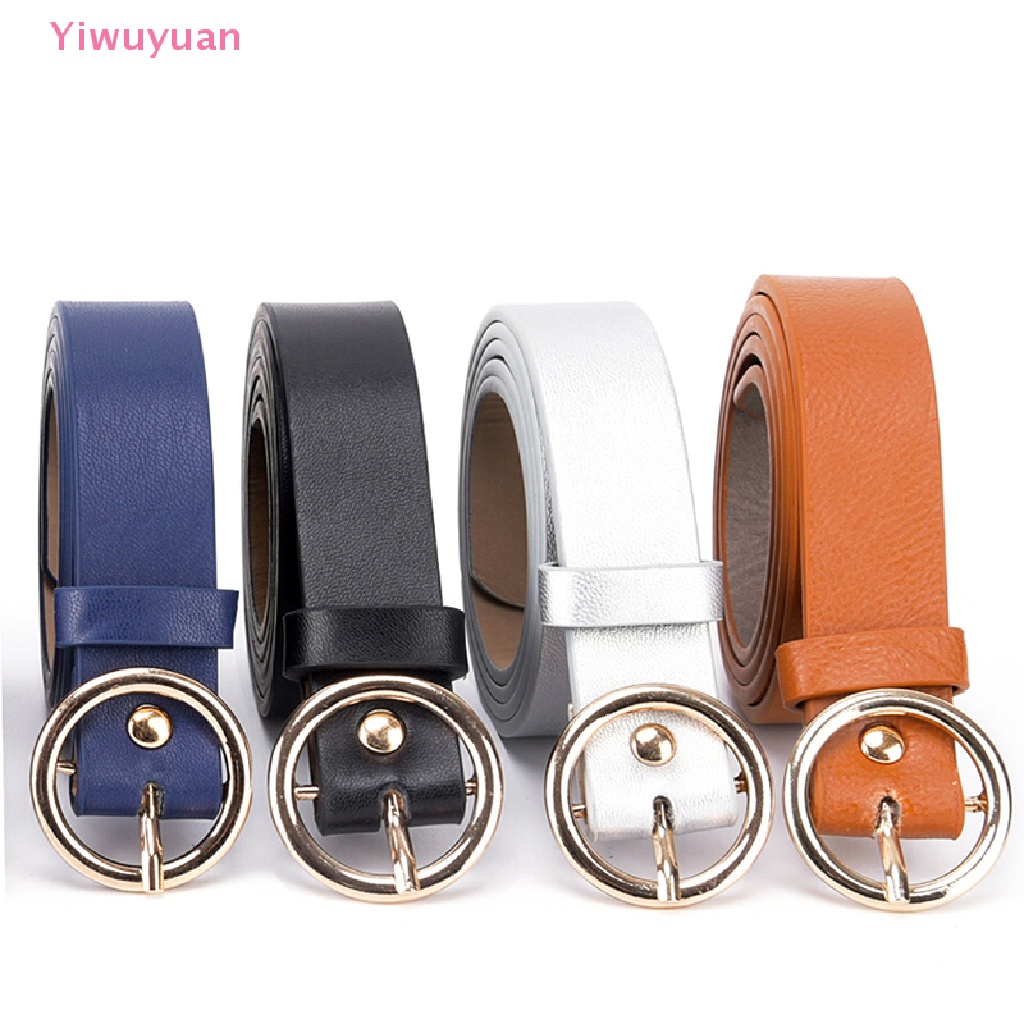 Thắt Lưng Da Pu Khóa Kim Loại Tròn Phong Cách Boho Cổ Điển Mới