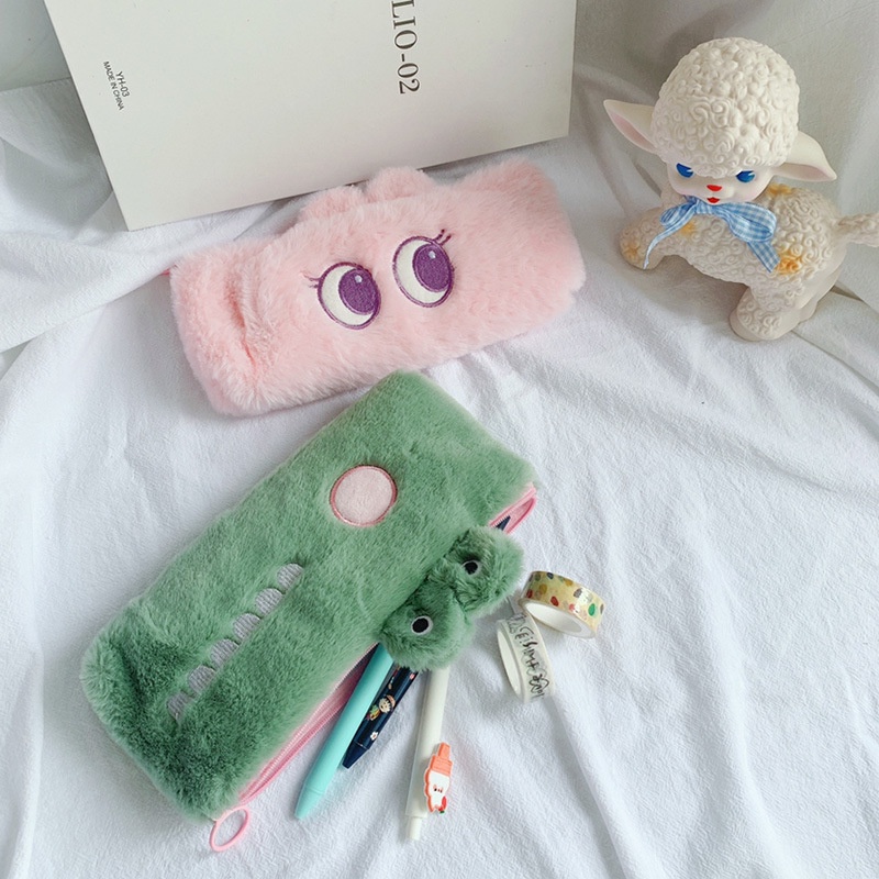 Túi Đựng Bút Hình Cá Sấu / Thỏ Nhồi Bông Cỡ Lớn Dễ Thương Cho Bạn Gái Ốp