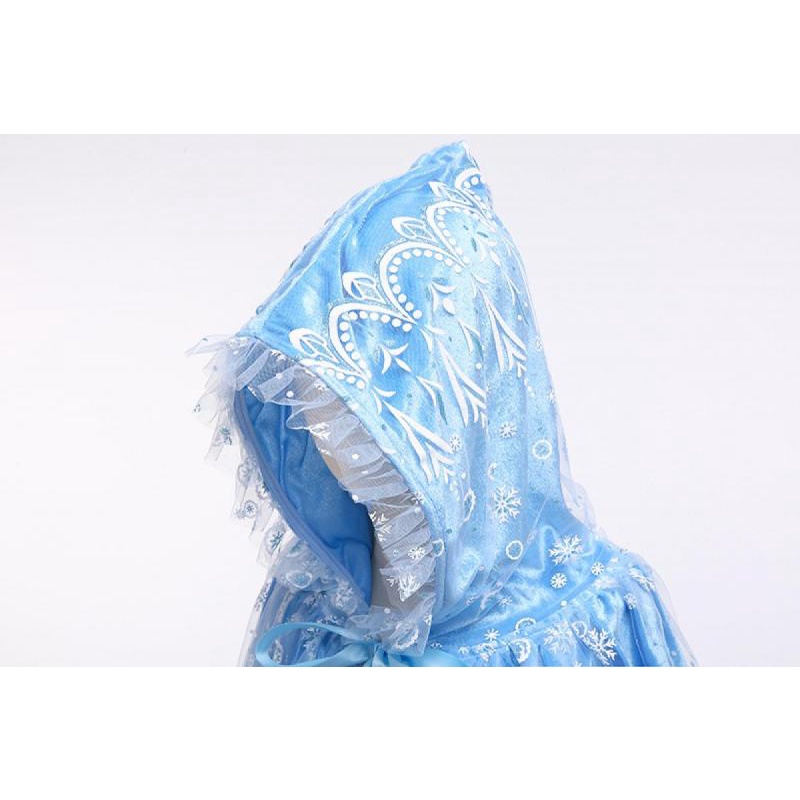 Áo Choàng Lưới Có Nón In Hình Elsa Giáng Sinh Cho Bé Gái