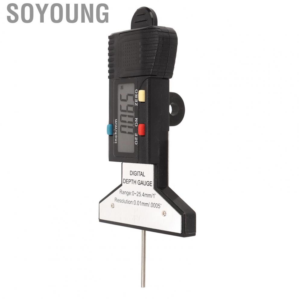 Soyoung Tyre Tread Depth Gauge  Easy To Read LCD Display Portable Measuring Tool Inch Mm Conversion High Accuracy for Cars Trucks