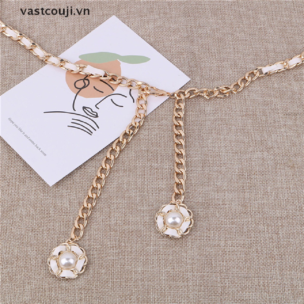 Thắt Lưng Dây Xích Kim Loại Màu Vàng Kim Phong Cách Punk Cá Tính Cho Nữ