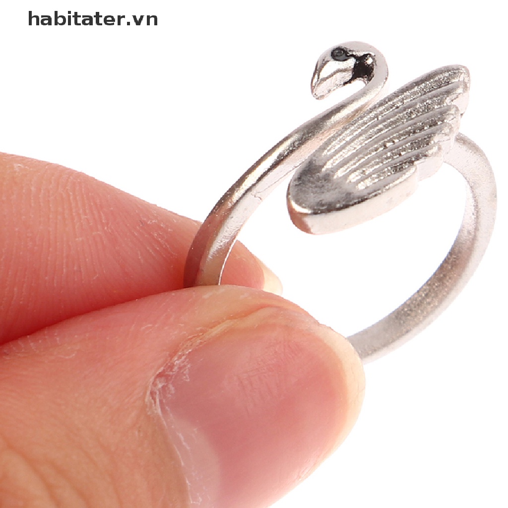 TATER Adjustable White Swan Open Ring Knitg Crochet Metal Loop Sewing Accessories VN