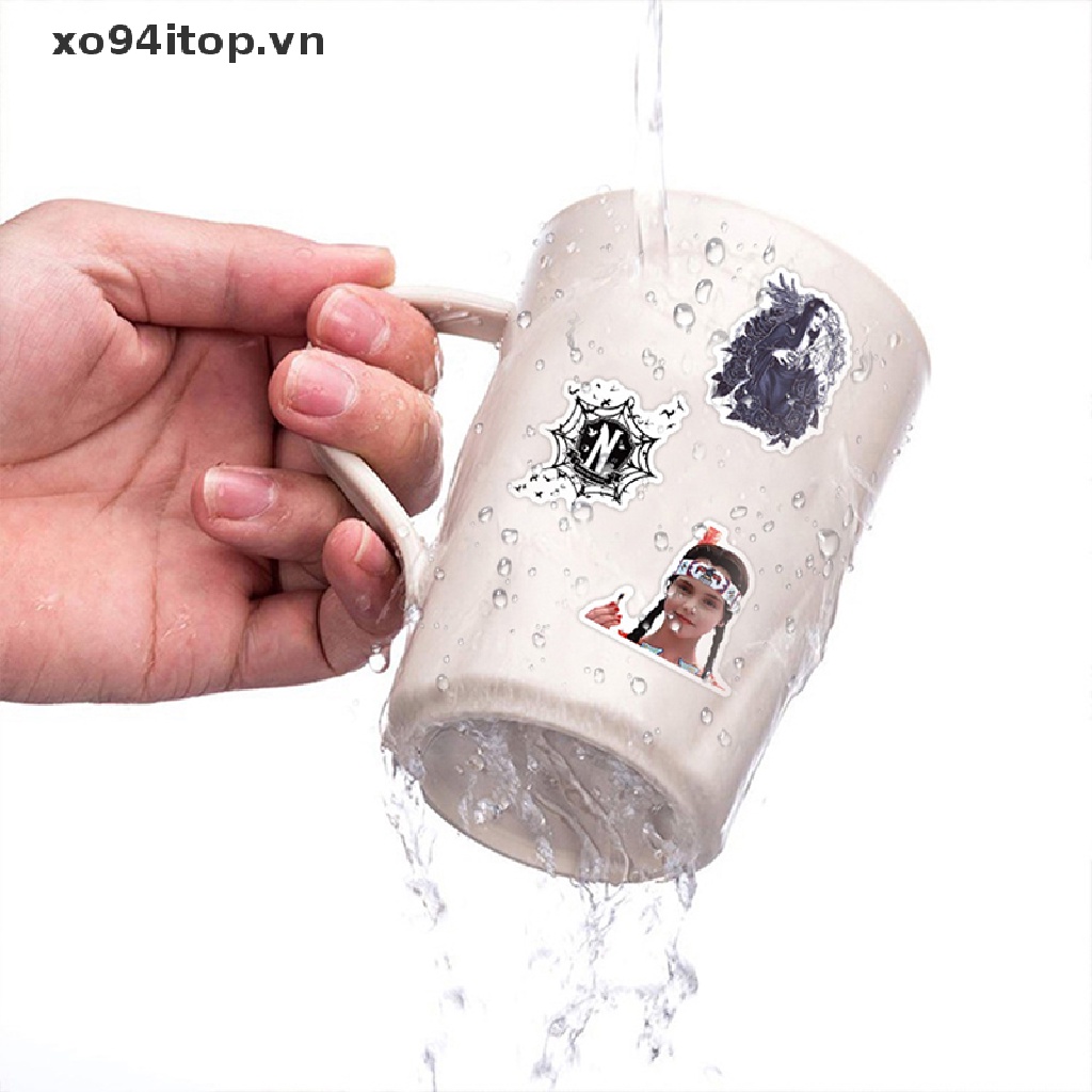 1 Bộ Nhãn Dán Trang Trí Sổ Tay / Va Li Họa Tiết Gia Đình Addams Hoạt Hình DIY