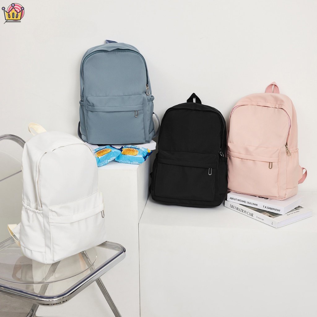 Ba Lô Đi Học Chống Thấm Nước Sức Chứa Lớn Có Khóa Kéo Màu Trơn Cho Thanh Thiếu Niên JP5