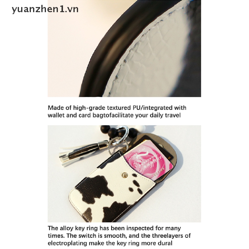 Móc Khóa Dạng Ví Đính Hạt Phối Dây Tua Rua Và Dây Đeo Tay Bằng Silicon