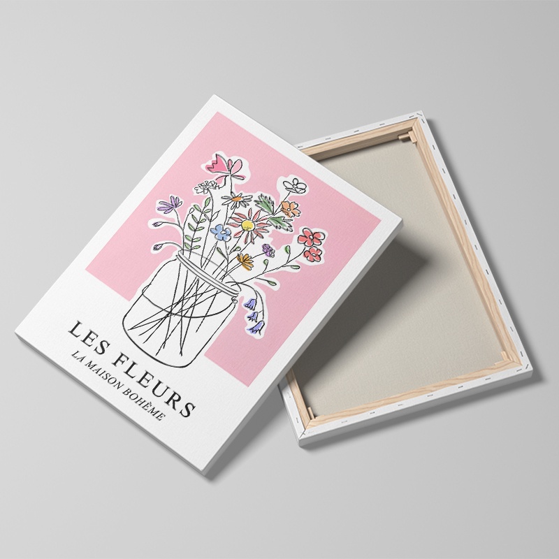 Tranh Vải Canvas Treo Tường Trang Trí Hình Hoa Và Bướm Xinh Xắn