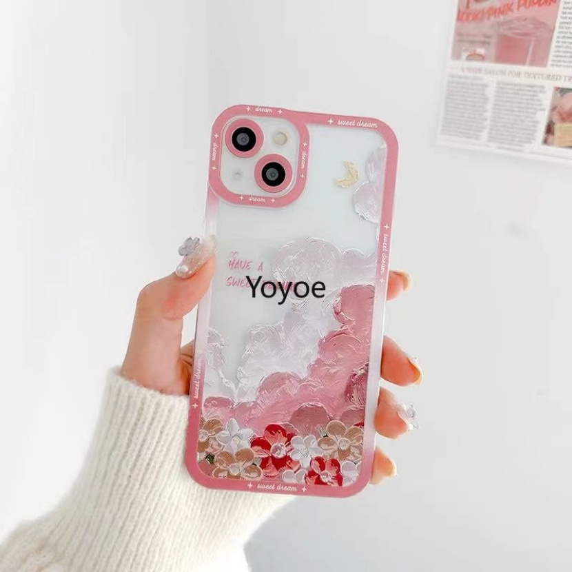 Ốp Điện Thoại Silicon Trong Suốt Chống Sốc Họa Tiết Tranh Sơn Dầu Cho iPhone 14 13 12 11 Pro Max X XR XS 7 8 Plus SE