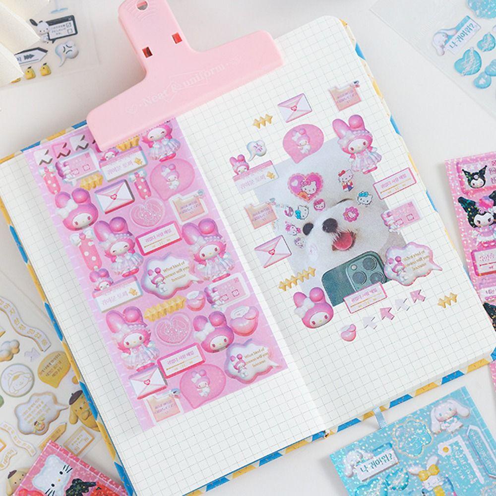 Bộ 5 Tấm Hình Dán Trang Trí Sổ Tay Hình Thỏ Melody Kuromi Dễ Thương