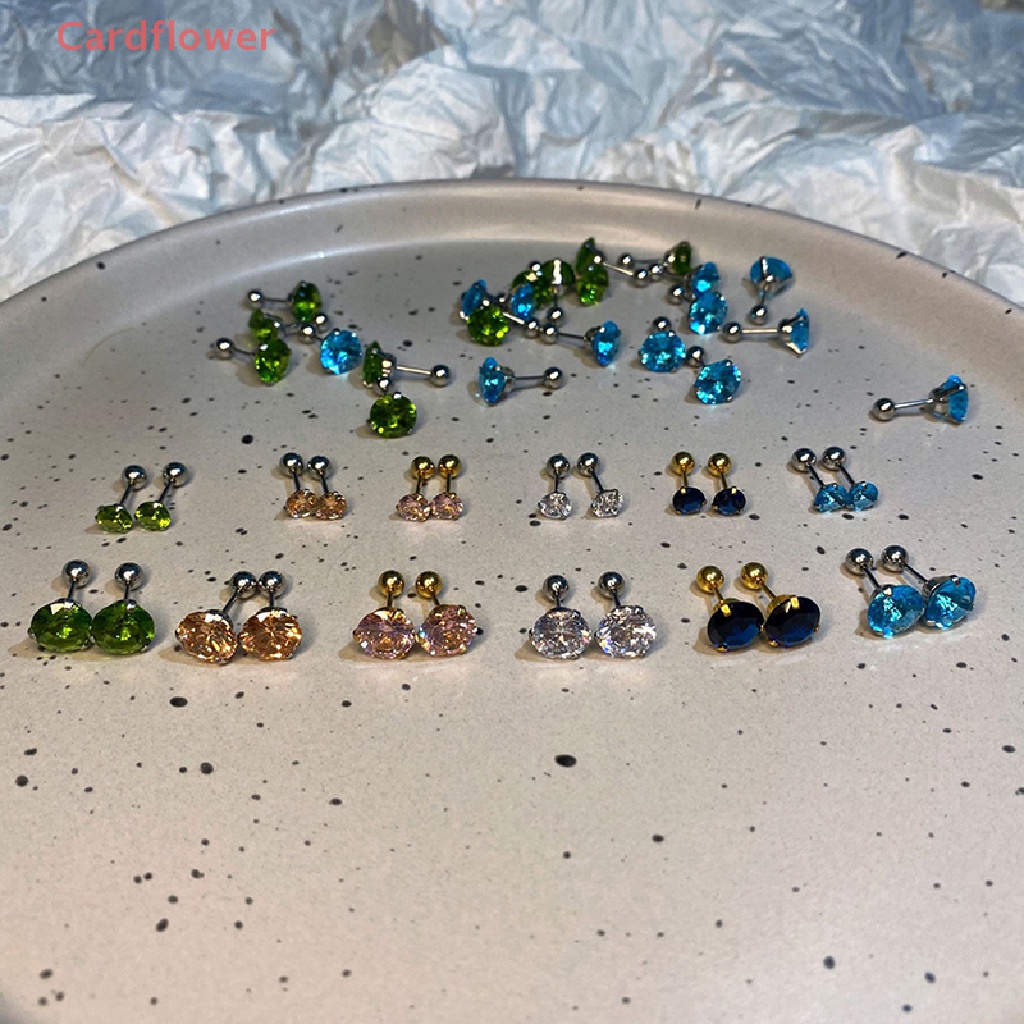 1 Khuyên Tai Đính Đá Zircon 5 / 8mm Thời Trang Mới
