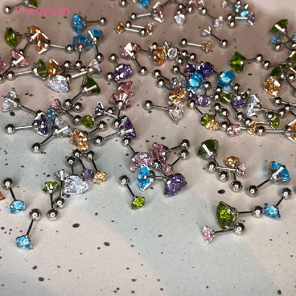 1 Khuyên Tai Trái Tim Đính Đá Zircon 5 / 8mm Thời Trang Mới