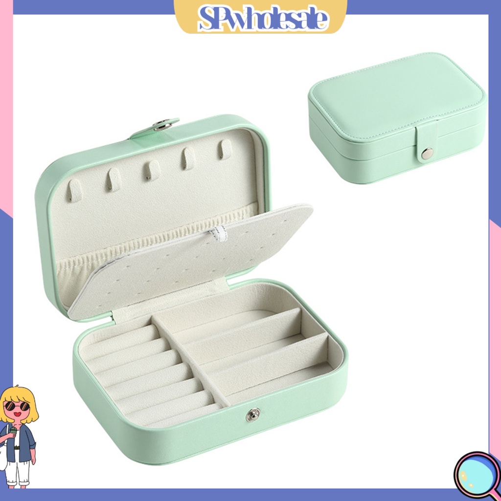 <SPwholesale> Hộp Đựng Bông Tai Hai Lớp Giả Da Chống Thấm Nước Mini Đơn Giản Cao Cấp Trưng Bày Trang Sức Cho Nữ