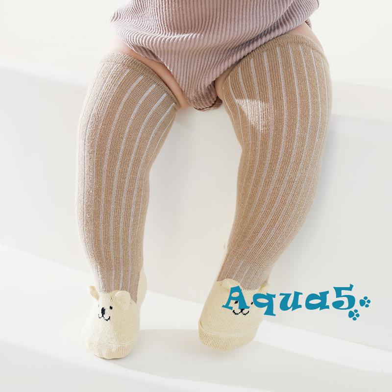 Đôi Vớ Dệt Kim Co Giãn Họa Tiết Gấu Hoạt Hình Cho Bé