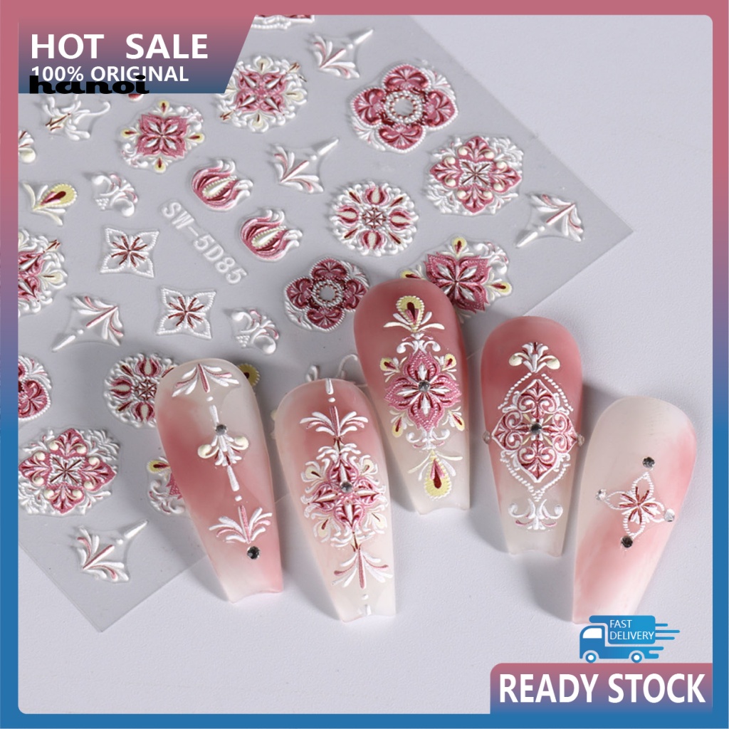 1 Tờ Miếng Dán Trang Trí Móng Tay Họa Tiết Nổi 5D Phong Cách Retro