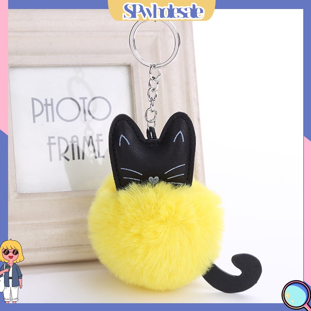 <SPwholesale> Móc Khóa Hình Mèo Phối Lông Nhân Tạo Thời Trang