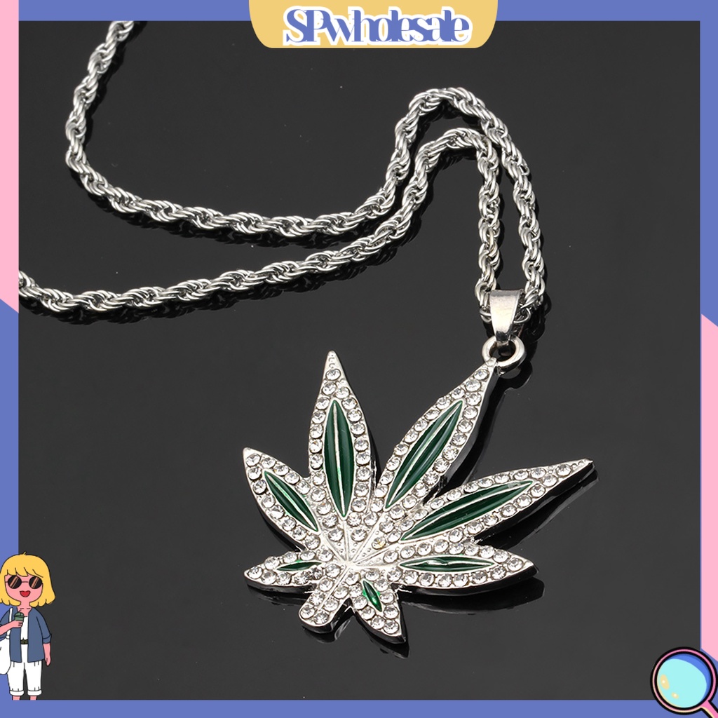 &lt;SPwholesale&gt; Vòng cổ Hợp Kim Mặt Hình Chiếc Lá Đính Đá Thời Trang