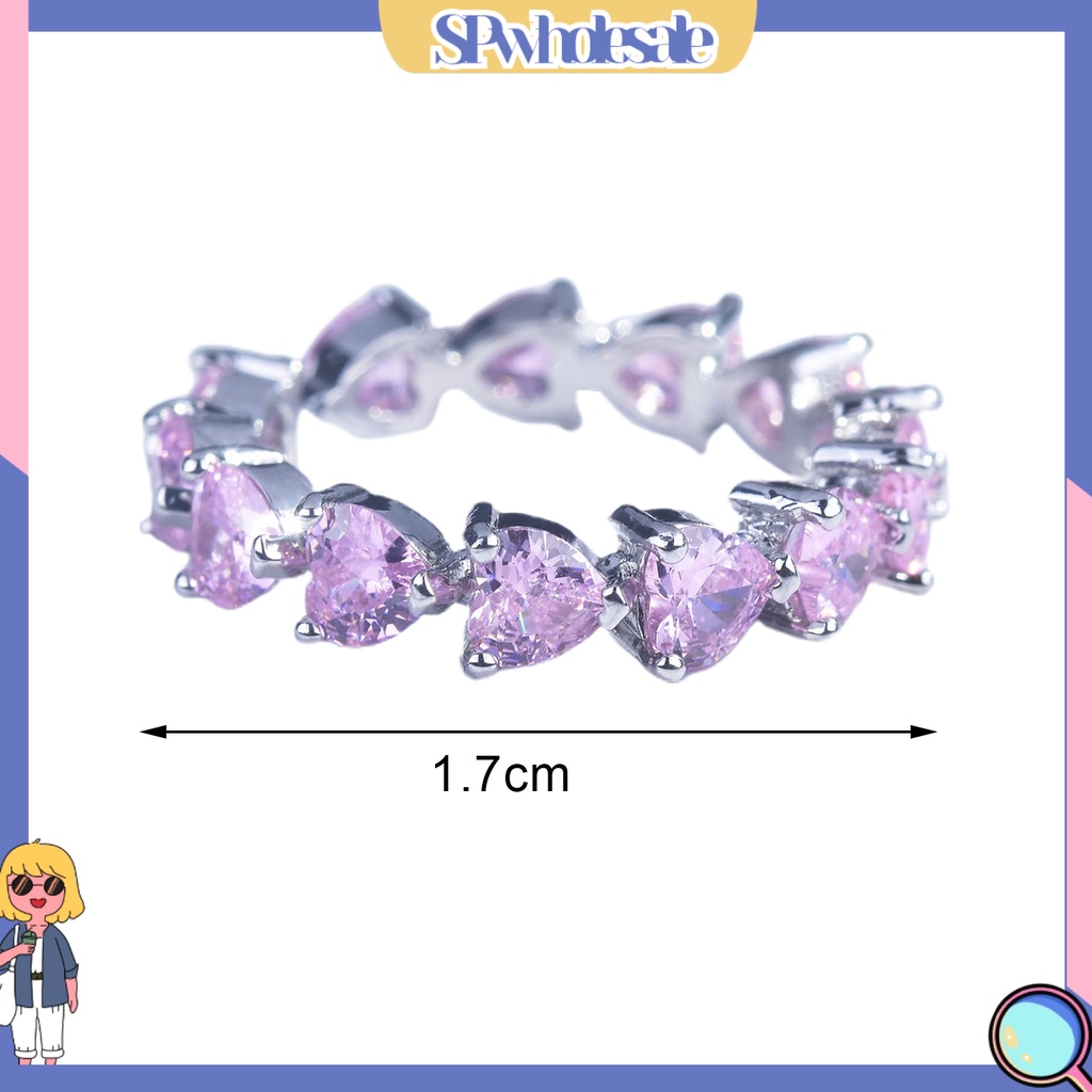 <SPwholesale> Nhẫn Đính Đá Hình Trái Tim Có Thể Điều Chỉnh Kích Thước Cho Nữ