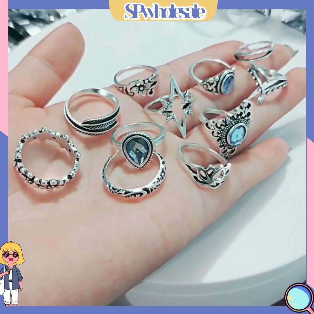 <SPwholesale> Set 11 Nhẫn Đeo Khớp Ngón Tay Phong Cách Retro
