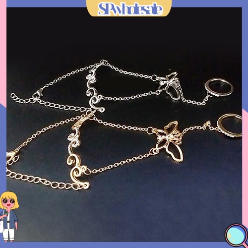 <SPwholesale> Vòng Đeo Tay Nối Nhẫn Hình Bướm Rỗng Sang Trọng Thời Trang Cho Nữ