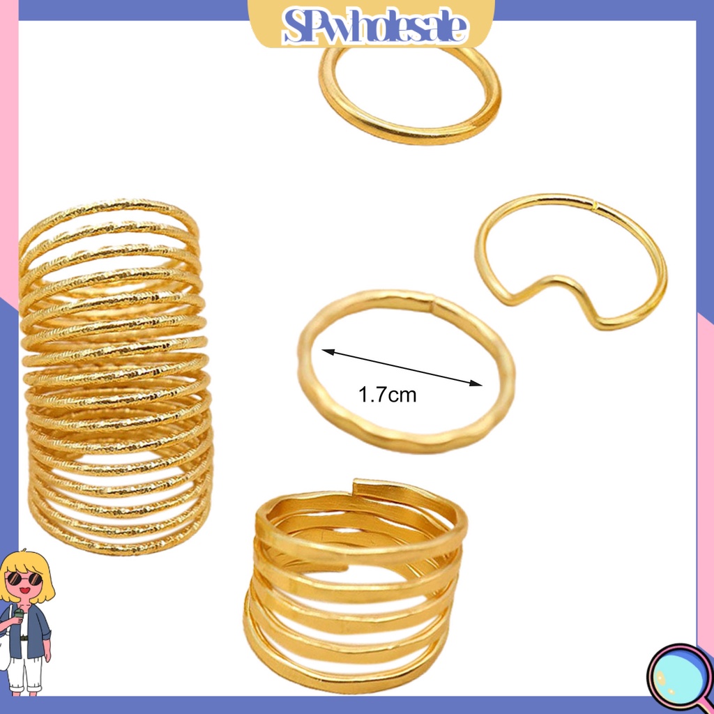 <SPwholesale> Set 5 Nhẫn Đeo Khớp Ngón Tay Đơn Giản Thời Trang Nữ