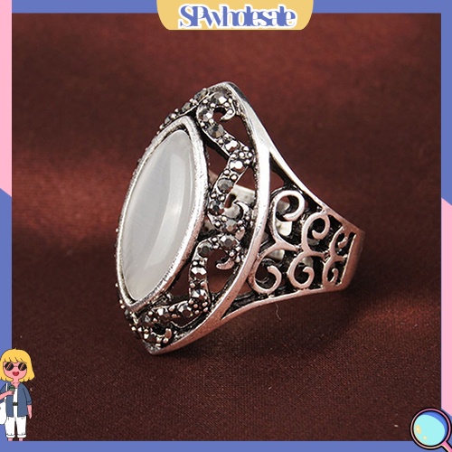 &lt;SPwholesale&gt; Nhẫn Đính Đá Opal Resin Lớn Khoét Rỗng Phong Cách Hoàng Gia Sang Trọng Cho Nữ Dự Tiệc Cưới