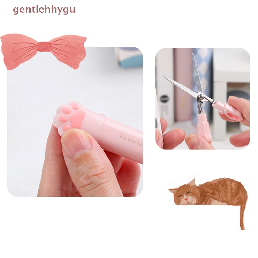 Kéo Cầm Tay Mini Bằng Thép Không Gỉ Hình Bàn Chân Mèo Dễ Thương