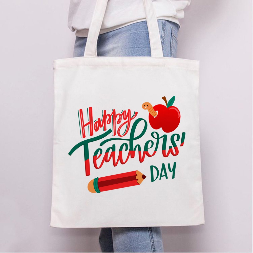 Happy Teacher 's Day In họa tiết Túi Tote nữ Túi đeo vai Túi mua sắm cho giáo viên