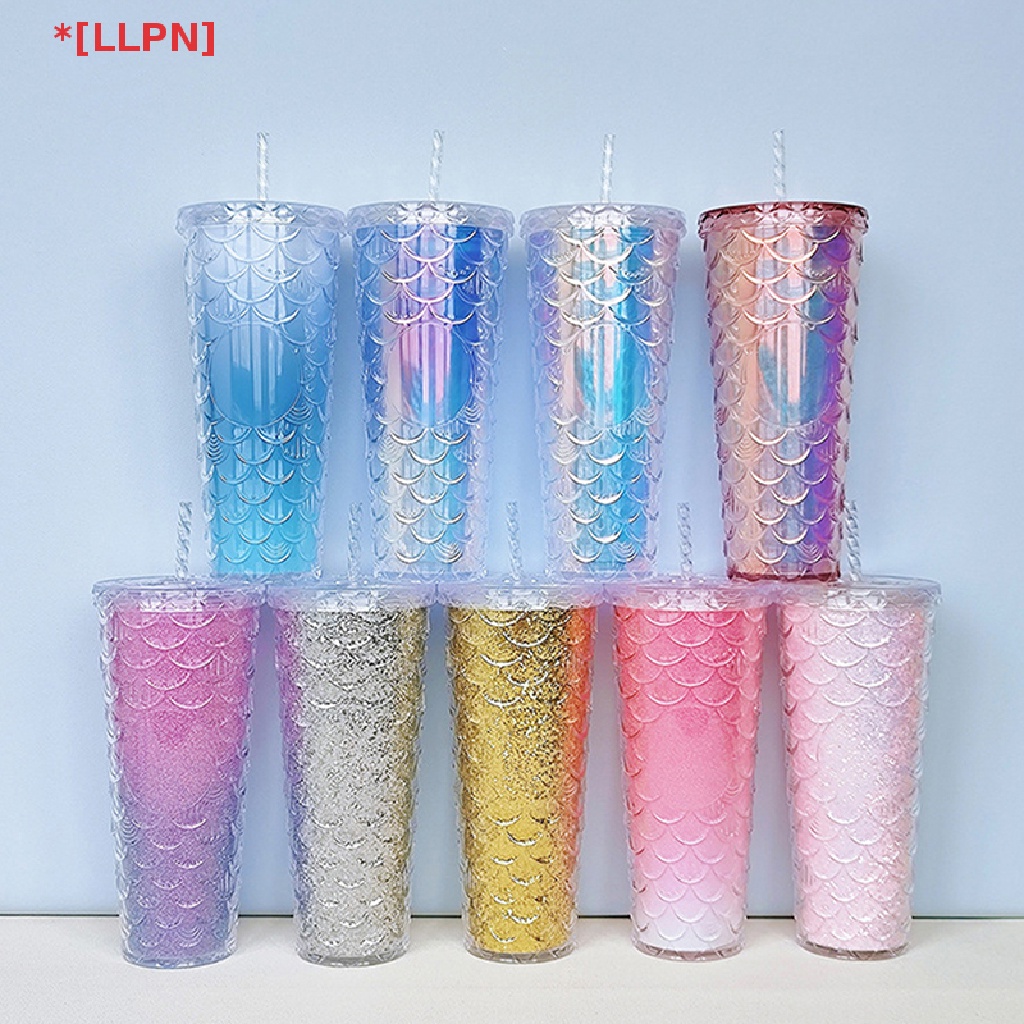 Cốc Nhựa Hai Lớp Có Ống Hút Họa Tiết Kim Cương Chào Mừng Dung Tích 700ml