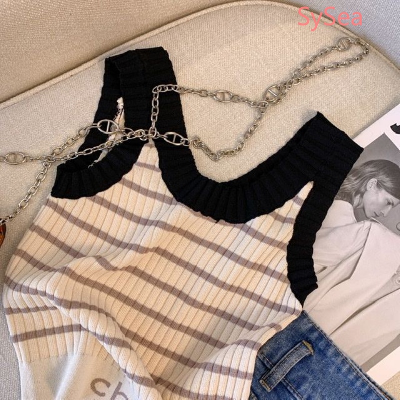 Áo Hai Dây Họa Tiết Kẻ Sọc Thời Trang Mùa Hè Cho Nữ