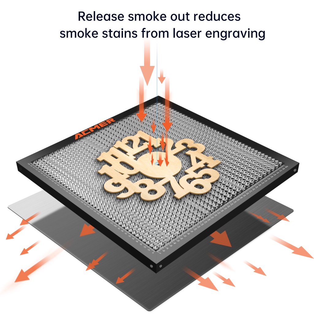 Bảng Thép Cắt Laser TEVOUP ACMER-E10 440x440mm Cho CO2 Hoặc Diode Tương Thích Với NEJE / Xool / ORTUR / SCULPF