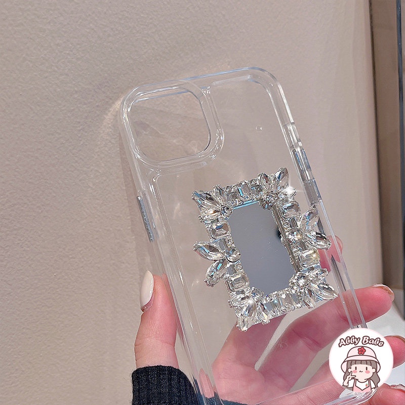 Ốp Điện Thoại TPU Mềm Chống Mồ Hôi Có Giá Đỡ Và Gương Trang Điểm Cho IP 14 Pro Max IP 11 IP 12 11 Pro Max X XS