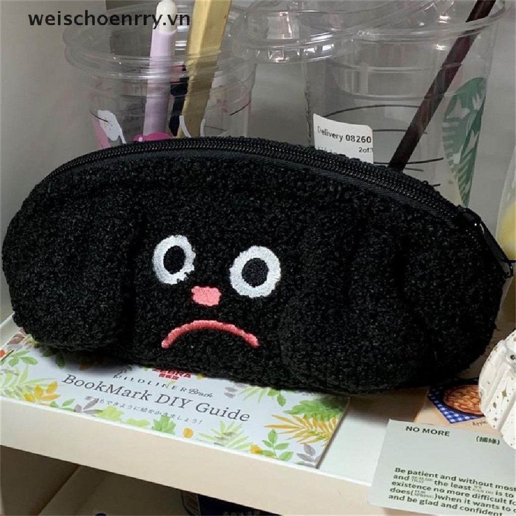 Túi Đựng Bút / Đồ Trang Điểm Bằng Lông Nhung Có Khóa Kéo