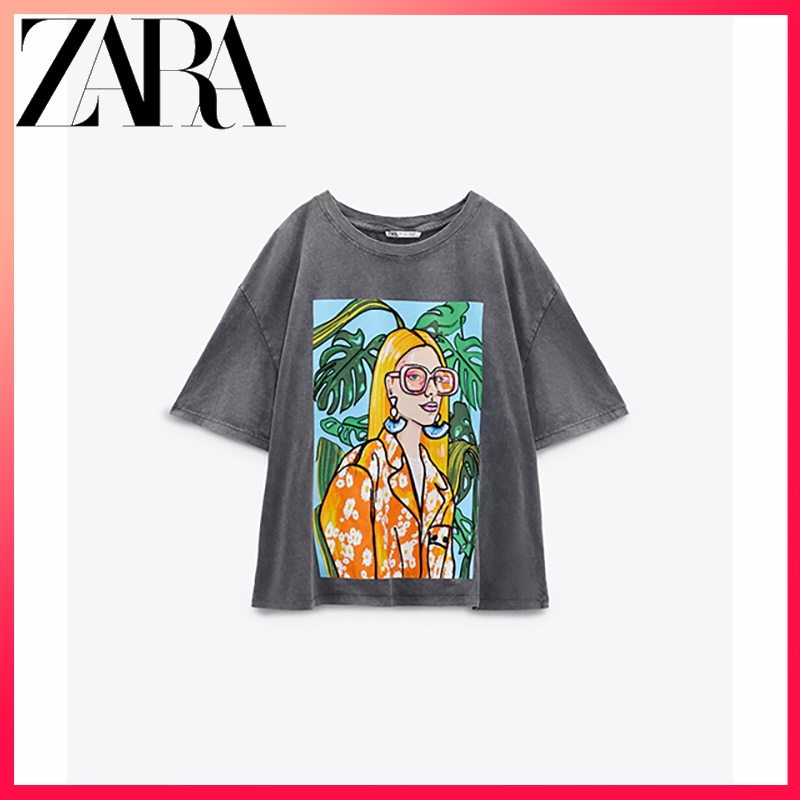 Zara Áo Thun In Họa Tiết Thời Trang Cho Nữ