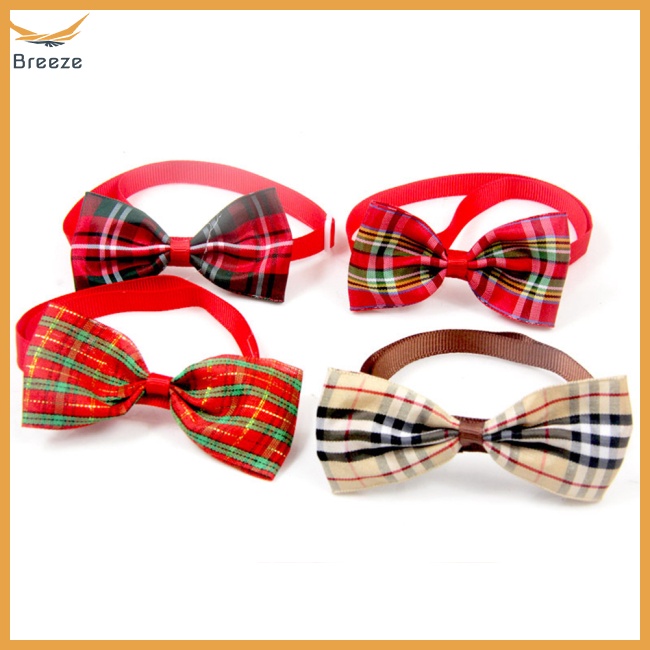 Vòng Cổ Thắt Nơ Họa Tiết Sọc Caro Có Thể Điều Chỉnh Dành Cho Thú Cưng