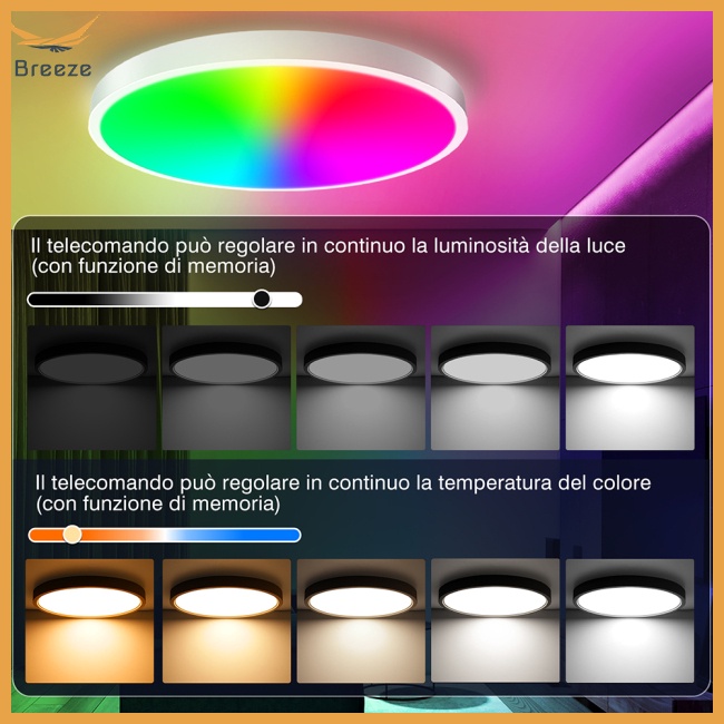 Đèn Led Tròn Thông Minh Điều Chỉnh Được Độ Sáng Kết Nối Wifi Kèm Điều Khiển Từ Xa Trang Trí Trần Nhà